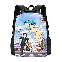 Anime Urusei Yatsura Backpack Cartoon Large Capacity Backpacks Laptop Backpack Lightweight Canvas Shoulder bag Outdoor Travel 16-Inch Black