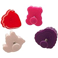 Ateco Valentine Themed Plunger Cutters, Set of 4 Shapes for Cutting Decorations & Direct Embossing, Spring-loaded Handle, Food Safe Plastic