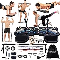 HOTWAVE Portable Workout Equipment with 20 Gym Accessories.Push Up Board &Plank,Resistance Bands with Ab Roller Wheel,Full Body Exercise at Home For Men and Women