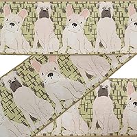 Beige Bull & Bullmastift Dog Printed Ribbon Trim by 9 Yard Dupion Fabric Laces for Crafts Sewing Accessories 2 Inches