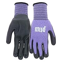 Grip Women's Nylon Seamless Knit Shell Water Resistant Dotted Nitrile Palm Gardening Gloves
