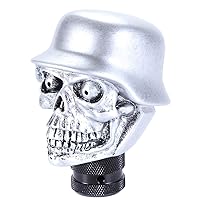 Abfer Skull Gear Shift Knob Soldier Style Car Shifter Knobs Shifting Head Lever Fit Most Automatic Manual Vehicles, Silver