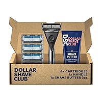 Dollar Shave Club | Heavy Metal Shave Kit with Shave Butter | Heavy-Duty Razor Handle, 6 Blade Razor Blade Refills and Shave Butter 3 oz. | Shaving Set with Handle, Razors for Men & Women