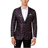 Tallia Mens Slim-Fit Two Button Blazer Jacket, Purple, 48 Regular