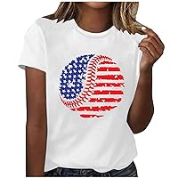 American Flag Baseball T-Shirts Women Mother's Day Tops Patriotic USA Flag Mom Gift Shirt Casual Short Sleeve Tees