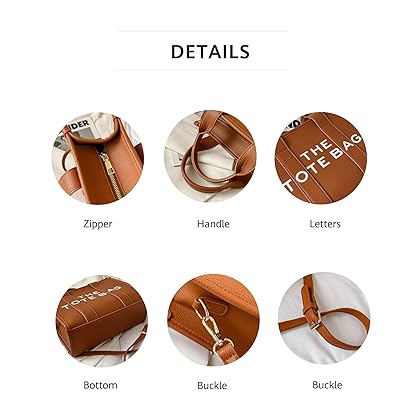 NEGBIU Tote Bags for Women, Leather Mini Tote Bag with Zipper, Shoulder/Crossbody/Handbag(11 * 8.26 * 4.3 in)