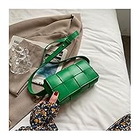 WINKFORYOU. Leather Woven Small Waist Bags for Women Bag Luxury Weave Cassette Waist Belt Bag (Color : Green)