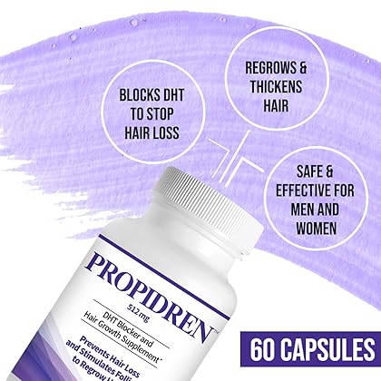 Propidren by HairGenics - DHT Blocker & Hair Growth Capsules to Prevent Hair Loss & Stimulate Hair Follicles, to Stop Hair Loss & Regrow Hair. Proprietary Anti-Hair Loss & Hair Regrowth Treatment.