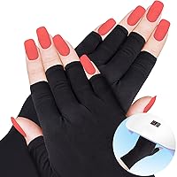 UV Gloves for Gel Nail Lamp, Anti UV Fingerless Gloves for Nail Art DIY Accessories, Gel Manicure UV Shield Gloves for Hand Skin Care Protection-Black