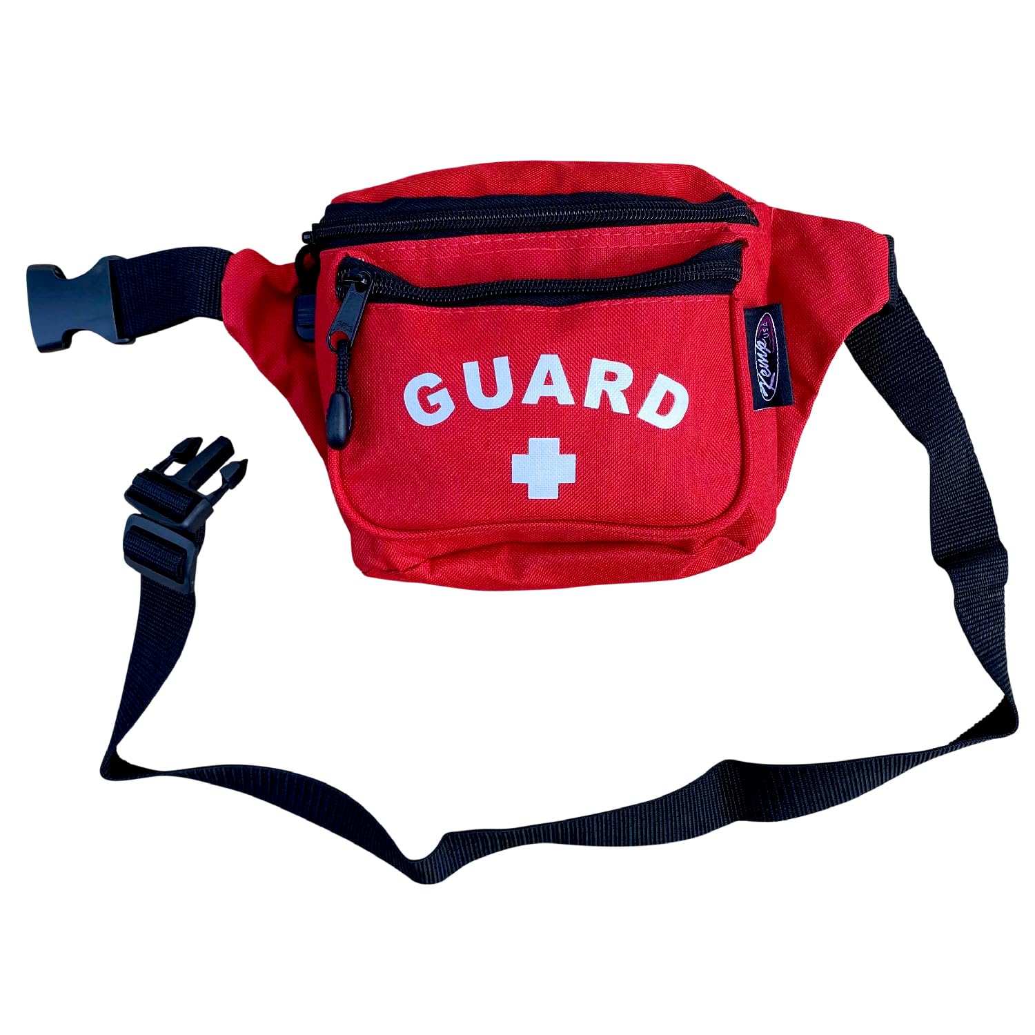 Kemp USA Lifeguard Fanny/Hip Pack with GUARD Logo, Water Resistant & Durable, Red