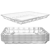 24 Plastic Serving Trays 9x13 Inches Rectangular Disposable Serving Trays and Platters for Parties, Clear Plastic Tray for Food, Trays for Serving Food, Christmas Party Platters & Trays, 24pk