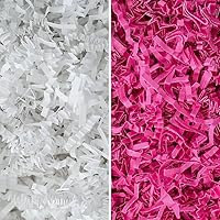 MagicWater Supply - White & Pink (2 LB per color) - Crinkle Cut Paper Shred Filler great for Gift Wrapping, Basket Filling, Birthdays, Weddings, Anniversaries, Valentines Day