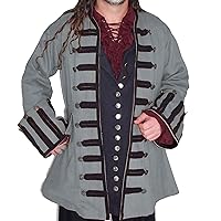 New men's captain grey cotton pirate frock coat,XS-4XL