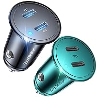 2 Pack AINOPE USB C Car Charger for iPhone 15, Smallest 56W Fast Charginig PD 3.0 Dual Car Charger USB Compatible with iPhone 15 Pro Max Plus/14/13 Pro/12 Pro/12 Mini, Galaxy, iPad Pro