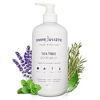 Tea Tree Body Wash - 100% Natural Purifying Skin Moisturizer for Dry Itchy Skin with Peppermint, Lavender Oil & Aloe Vera - Sulphate & Cruelty Free Shower Soap with Pump (500ml)
