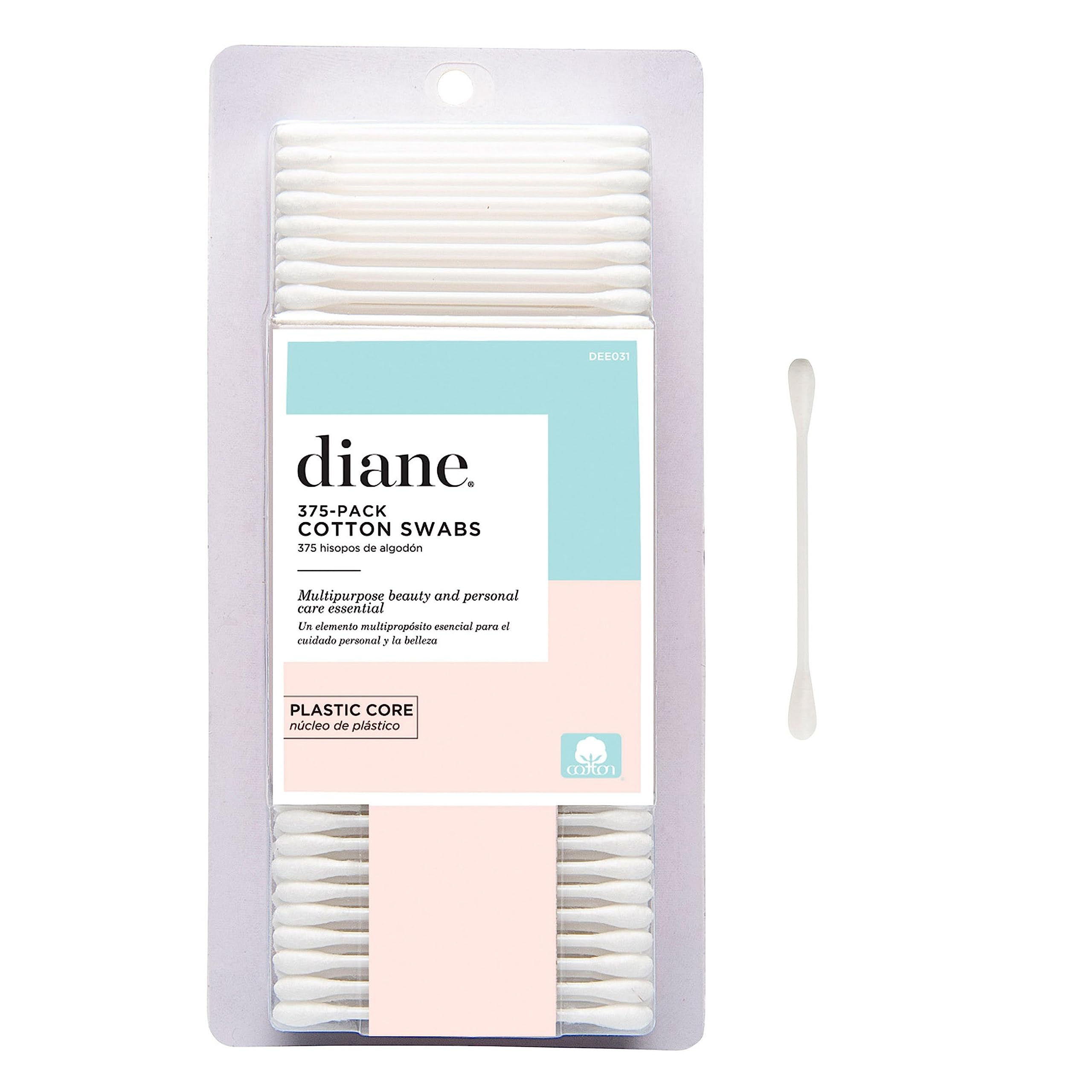 Diane Cotton Swabs, 375 ct. 1-Pack - Super Soft for Sensitive Skin, Gentle on Face, Makeup and Beauty Applicator, Nail Polish Removal, 3 inches long for Beauty, Personal Care, Crafts