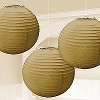 Round Paper Lanterns | Gold | Pack of 3 | Party Decor