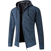 Mens Hooded Collar Fleece Warm Sweaters Coat Hoodies Jacket Thick Full Solid Cardigan