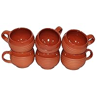 Handmade Clay Cups 6 Pieces 120ml Handmade Kitchen Eco Friendly Pottery (spkc-10b)