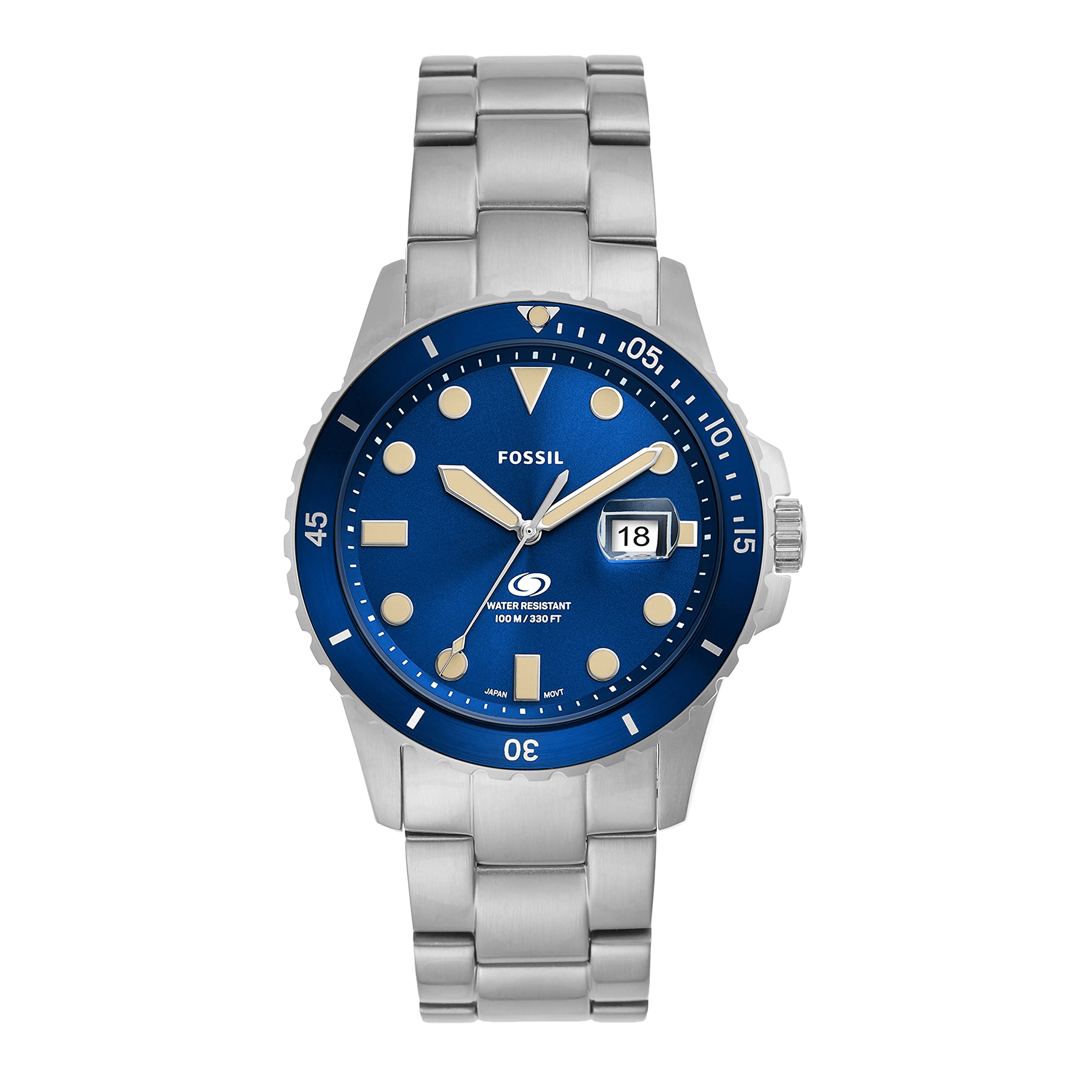 Fossil Blue Men's Dive-Inspired Sports Watch with Stainless Steel, Silicone, or Leather Band