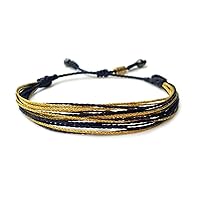 Nautical Preppy Sailor Knot Cord Friendship Bracelet in Navy and Metallic Gold for Women - Handmade Jewelry by Rumi Sumaq