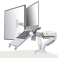 NB North Bayou Laptop Mount with Adjustable Tray for 10-17”Notebook, Full Motion Arm with VESA Plate for 17-30”Monitor,Clamp-on Grommet Mounting F160-FP (White)