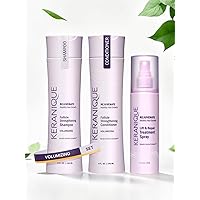 Keranique Volumizing Shampoo Conditioner plus Lift and Repair Bundle for Instant volume and split ends repair