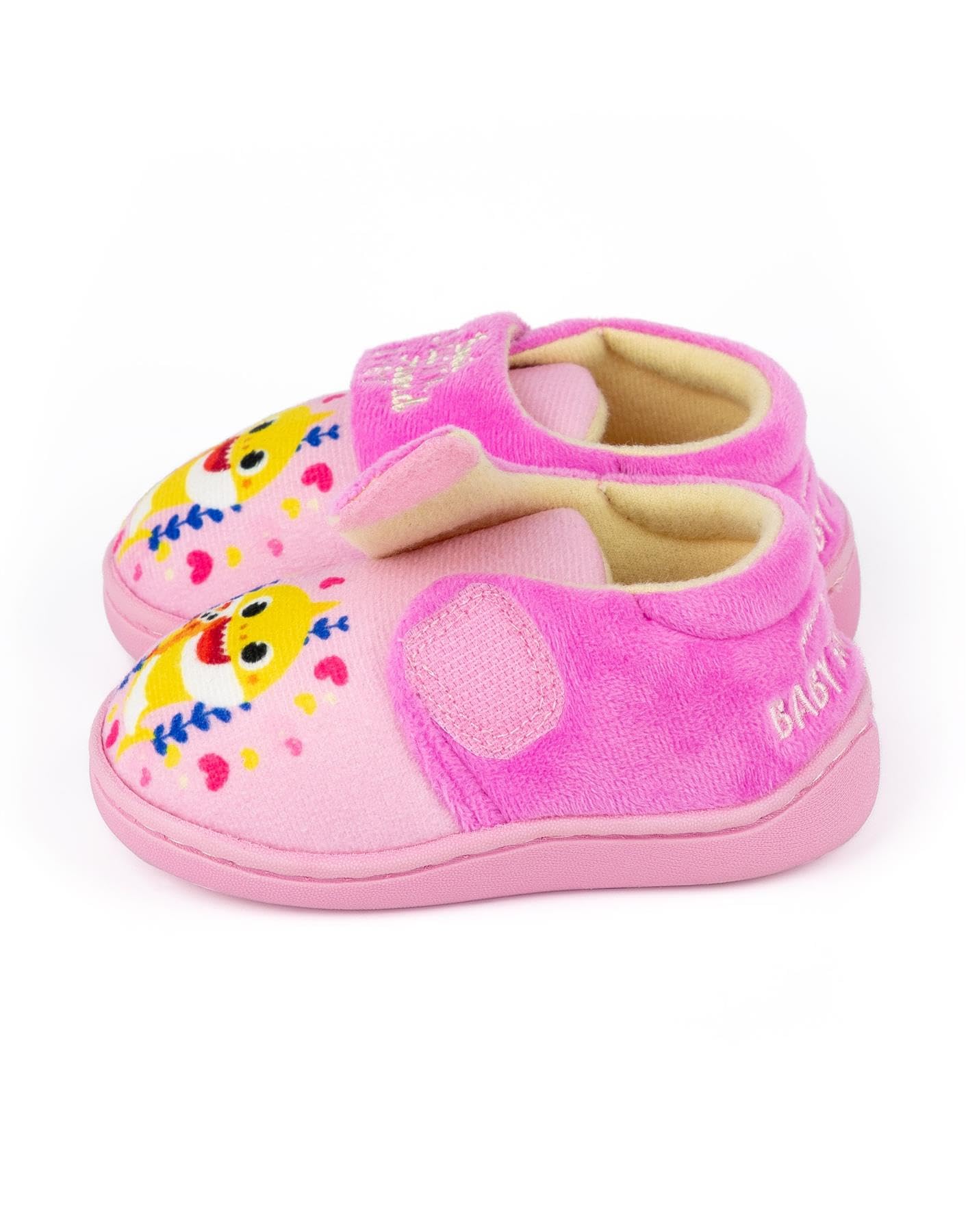 Baby Shark Girls Slippers | Kids Pink Best Shark Friend Ever Footwear with Adjustable Strap | Slip On House Shoes Loungewear