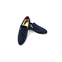 Men's Luxury Velvet Loafers Pointed-Toe Slip-on Suede Dress Shoes for Men Rivet Smoking Slipper Fashion Lightweight