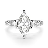 3 CT Marquise Cut Solitaire Moissanite Engagement Ring, VVS1 4 Prong Irene Knife-Edge Silver Wedding Ring, Woman Gift, Promise, Birthday Gift