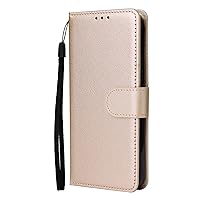 Case for iPhone 14/14 Pro/14 Plus/14 Pro Max, PU Leather Magnetic Protect Flip Cover with Card Slots Kickstand and Wrist Strap Soft TPU Inner Shell,Gold,14pro max 6.7