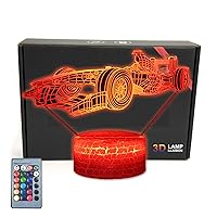 Race Car Roadster Illusion LED Table Lamp Decor Night Light,Decorations Toys Gifts for Fathers,Dad,Mothers,Kids,Boys,Girls,Teens