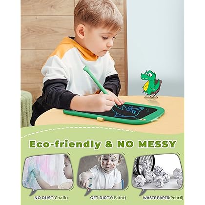 KOKODI LCD Writing Tablet Doodle Board, 3 4 5 6 Year Old Boys Toys Gifts, 8.5 Inch Drawing Pad Airplane Travel Road Trip Essentials, Dinosaur Toddler Kids Games Birthday Christmas Stocking Stuffers