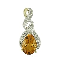 Carillon Citrine Natural Gemstone Pear Shape Pendant 925 Sterling Silver Anniversary Jewelry | Yellow Gold Plated