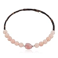 $80Tag Heart Navajo Certified Pink Quartz Native Adjustable Wrap Bracelet 13151-73 Made by Loma Siiva