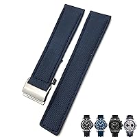 22mm Canvas Nylon Watch Strap Blue Green Watch Band for Breitling CHRONOMAT NAVITIMER SUPEROCEAN for Men Bracelet (Color : 10mm Gold Clasp, Size : 24mm)