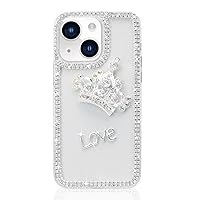 Bonitec Case for iPhone 14 Plus Case with 3D Bling Sparkle Crystal Charms Crown Rhinestone Luxury Diamond Protective Case Girls Women Clear Glitter Case for iPhone 14 Plus