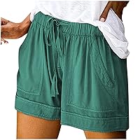 Womens Shorts Casual Summer Beach Drawstring Shorts 5 Inch Wide Leg Lounge Shorts Solid Vacation Shorts with Pockets