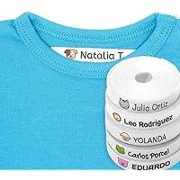 100 Personalized Iron-on White Fabric Labels with Colorful Icons for Clothes, Gentle on Kids Skin, Ideal for School Uniform & Elderly Care, Animals Design