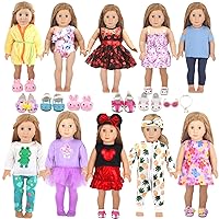 10 Sets 18 Inch Doll Clothes and 5pairs of Doll Shoes Suit Fit 18 inch Girl Doll,43cm Baby New Born Doll