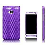 Xcessor Diamond - Flexible TPU Gel Case for HTC One (M7). Purple/Transparent