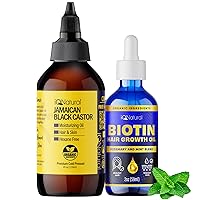 Jamaican Black Castor Oil for Hair Growth, Bitoin Hair Oil for Hair Growth, 4oz Black Castor Oil, 2oz Biotin Hair Oil