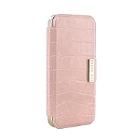 Ted Baker KHAILLY Pink Croc Dual Card Slot Folio Phone Case for iPhone 13/14 Gold Shell
