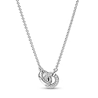 Pandora Signature 392736C01-45 Intertwined Pave Pendant Necklace Sterling Silver with Zirconia Length 45 cm, Sterling Silver, Cubic Zirconia