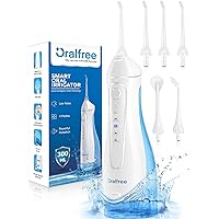 Oralfree Water Dental Flosser Cordless for Teeth Cleaning - 4 Modes Oral Irrigator 300ML Braces Flossers Cleaner, Rechargeable Portable IPX7 Waterproof Powerful Battery for Travel Home