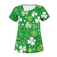 Women's Printed New Wave Fashion St Patrick's Day Refreshing Natural Nurses' Clothes