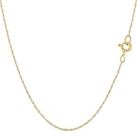 Jewelry Affairs 14k Real Solid Gold Rope Chain Necklace, 0.5mm