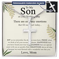 To My Son On His Wedding Day Cross Necklace from Mom Gifts Cross Necklace for Son on Wedding Day from Mom Mother Gift Necklace To Son on Wedding Day Necklace for Son Jewelry Gift For Boys Men