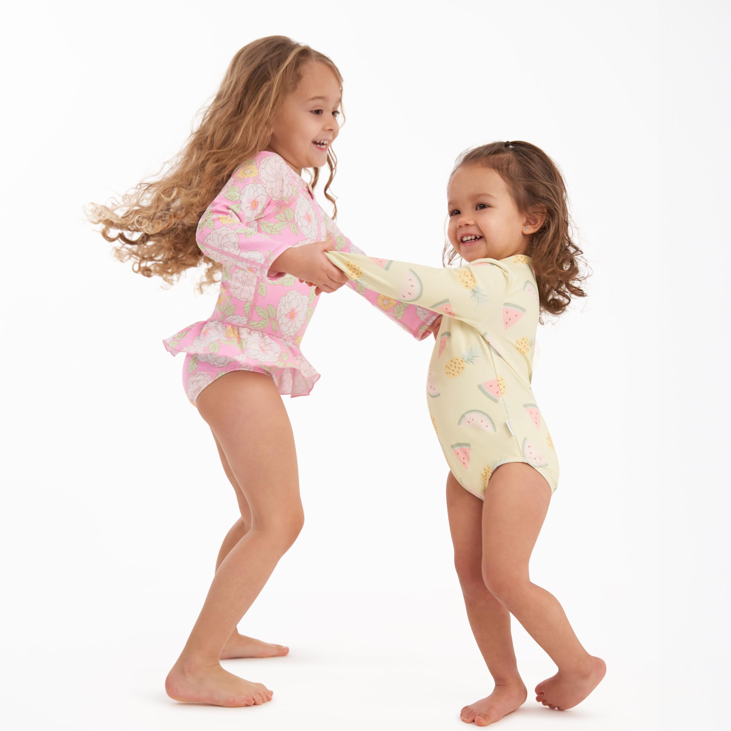 Gerber Girls' Toddler Long Sleeve One Piece Rashguard Swimsuit