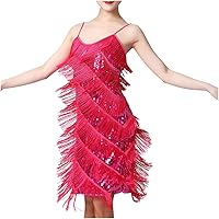 Women's Spaghetti Strap Party Mini Cami Dresses Tassel Trim Sparkly Sequin Evening Dress Elegant Aesthetic Prom Dress